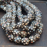 Black Skunk Venetian Trade Beads Dotted  Beads EAST OASIS Collection long strand